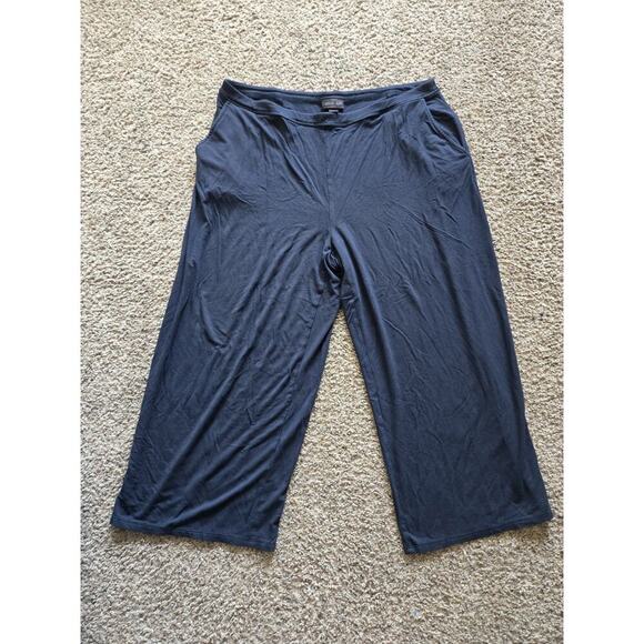 Jjill Petite Large Black Wearever Wide Full Leg Cropped Pull On Pants Slacks - Picture 1 of 7